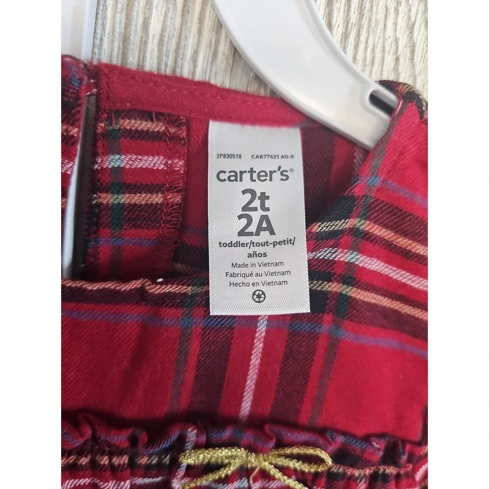 🎄 Carter's Toddler Christmas Holiday Plaid Top & Leggings Set 2T NWT‎